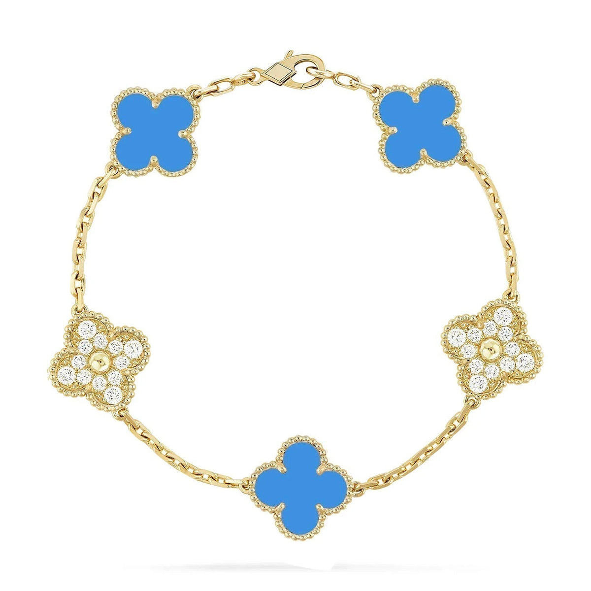 [⭐moonlume] CLOVER 5 MOTIF BLUE AGATE BRACELET COLLECTION