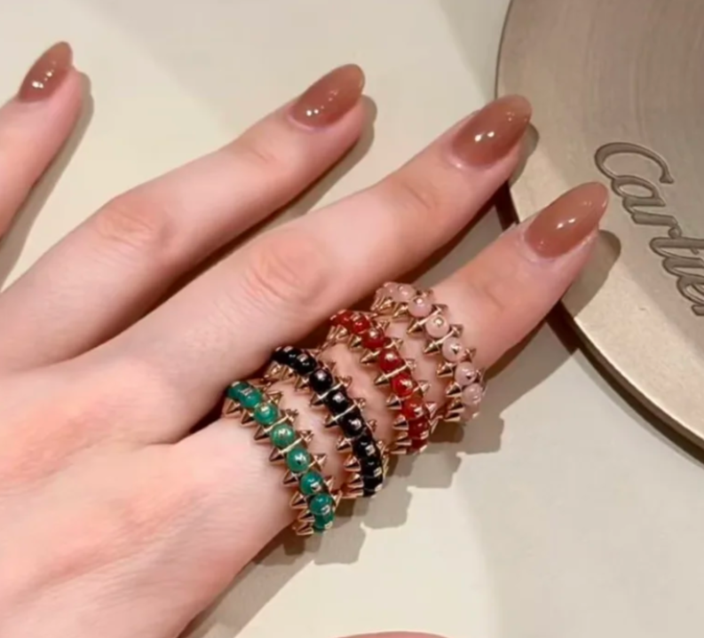 [⭐moonlume]CLASH ELEGANT ROSE GOLD RING FEATURING NATURAL AGATE