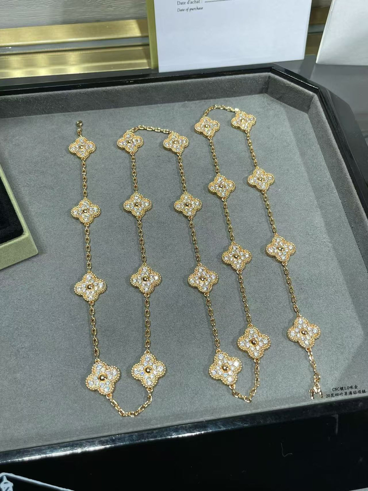 [⭐moonlume]CLOVER 20 MOTIFS FULL-DIAMOND NECKLACE
