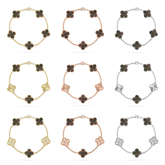 [⭐moonlume] CLOVER 5 MOTIF GRAY MOP BRACELET COLLECTION