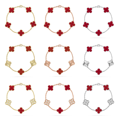 [⭐moonlume] CLOVER 5 MOTIF RED CORNELIAN BRACELET COLLECTION