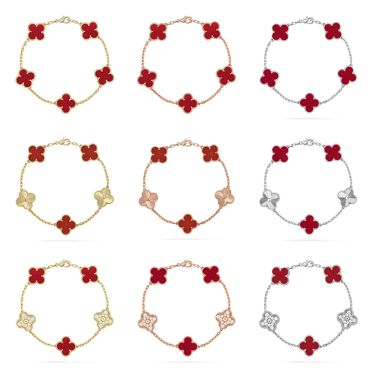 [⭐moonlume] CLOVER 5 MOTIF RED CORNELIAN BRACELET COLLECTION
