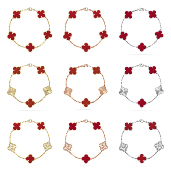 [⭐moonlume] CLOVER 5 MOTIF RED CORNELIAN BRACELET COLLECTION