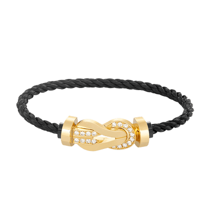 [⭐moonlume]CHANCE LARGE 8 FIGURE BUCKLE HALF DIAMOND BRACELET GOLD