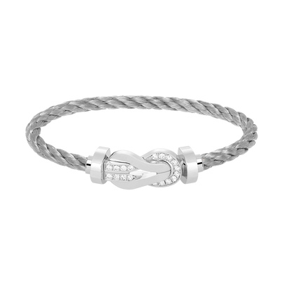 [⭐moonlume]CHANCE LARGE 8 FIGURE BUCKLE HALF DIAMOND BRACELET SILVER