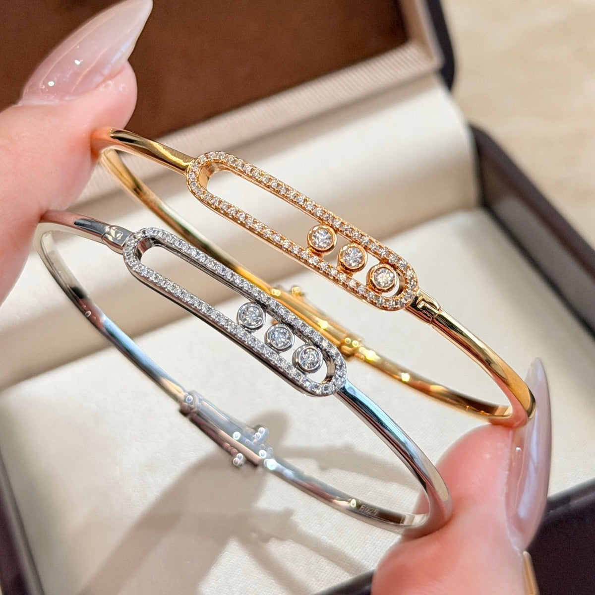 [⭐moonlume]Move Pavé Diamond Bangle Bracelet M