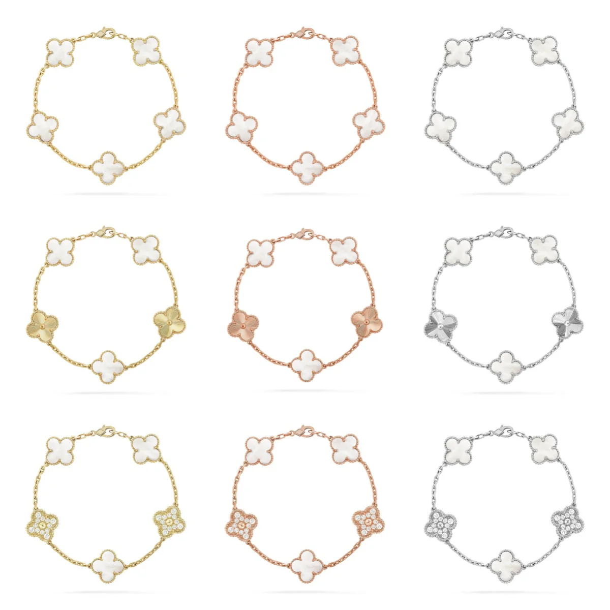 [⭐moonlume]CLOVER WHITE PEARL MOP 5 MOTIF BRACELET COLLECTION