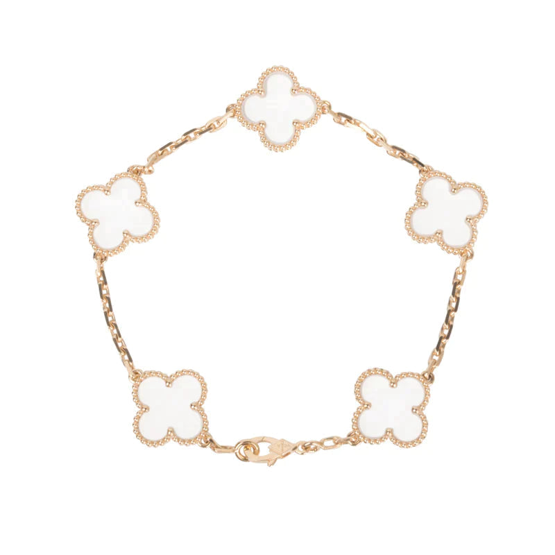 [⭐moonlume]CLOVER 5 MOTIF ROCK CRYSTAL BRACELET