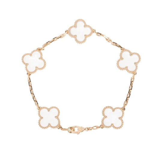 [⭐moonlume]CLOVER 5 MOTIF ROCK CRYSTAL BRACELET