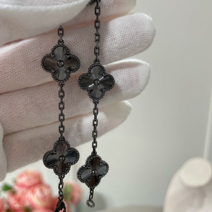 [⭐moonlume]CLOVER 5 MOTIF BLACK BRACELET