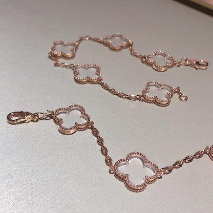 [⭐moonlume]CLOVER 5 MOTIF ROCK CRYSTAL BRACELET