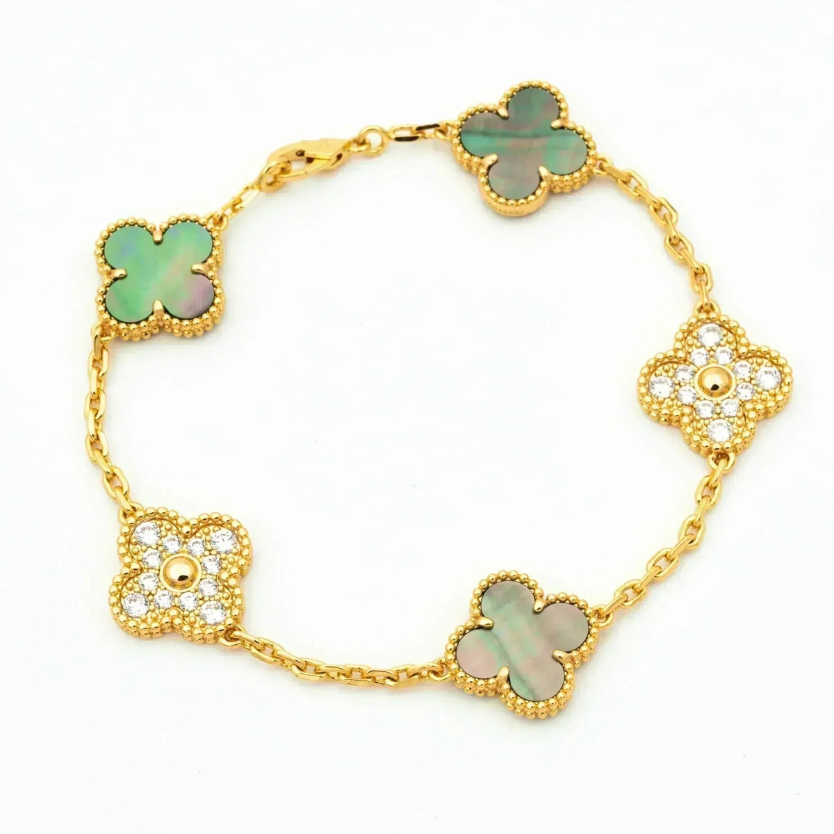 [⭐moonlume] CLOVER 5 MOTIF GRAY MOP BRACELET COLLECTION