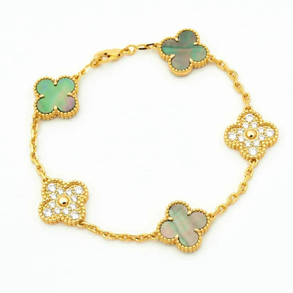 [⭐moonlume] CLOVER 5 MOTIF GRAY MOP BRACELET COLLECTION