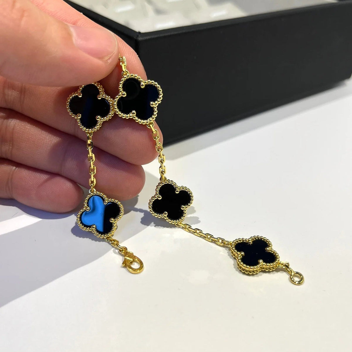 [⭐moonlume] CLOVER 5 MOTIF ONYXS BRACELET COLLECTION