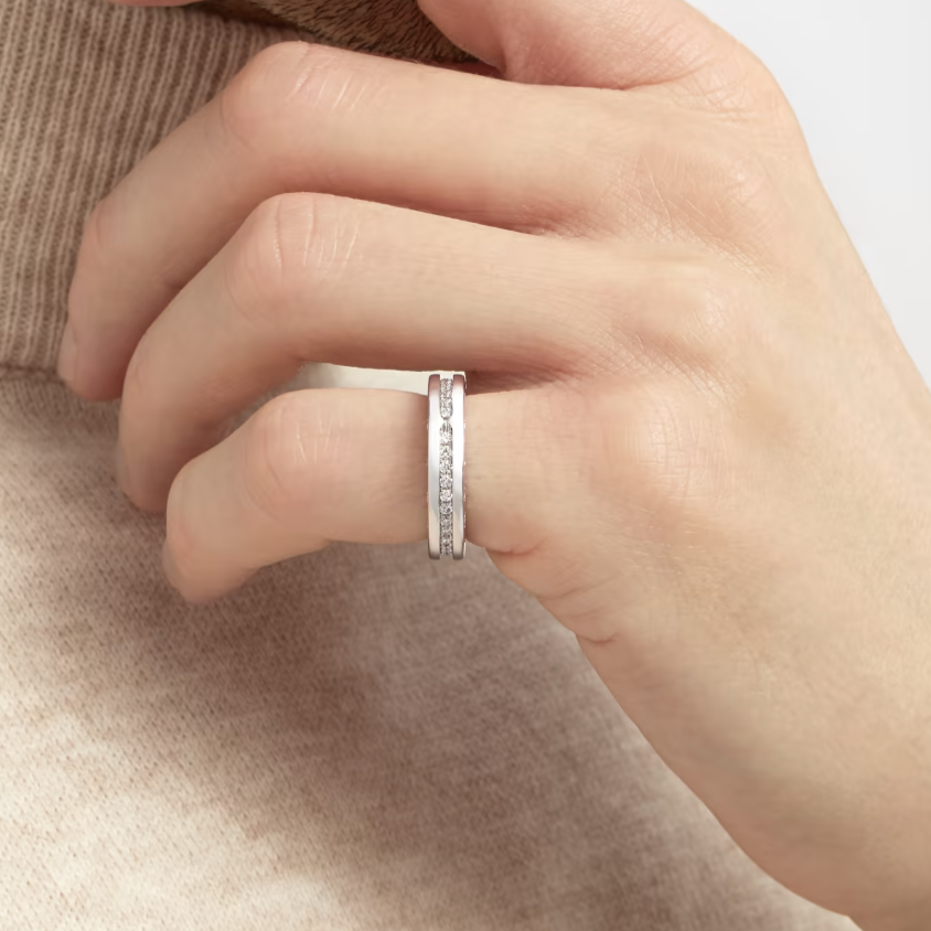 [⭐moonlume]ZERO 1 ONE-BAND PAVED DIAMONDS ON THE SPIRAL RING