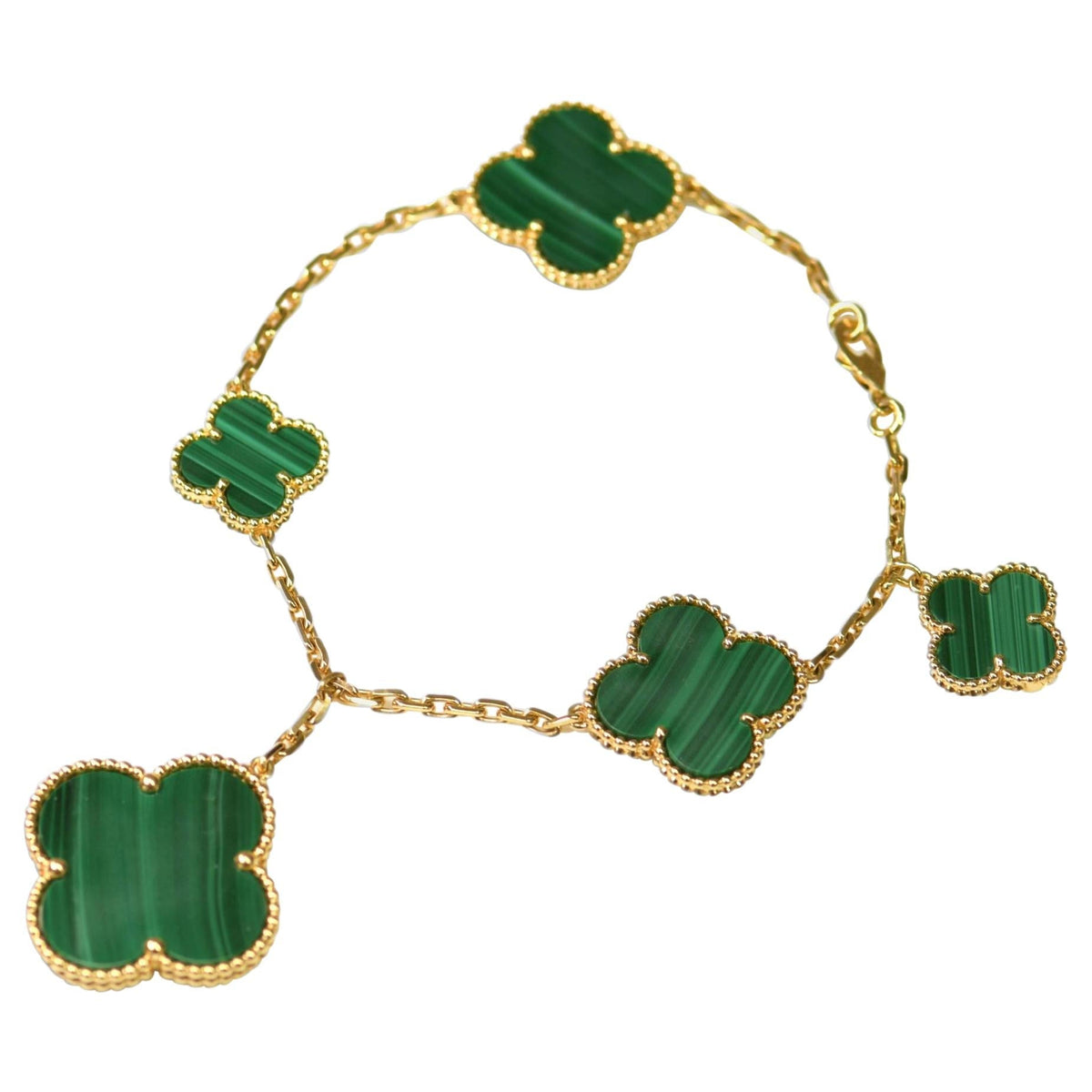 [⭐moonlume]MAGIC CLOVER MALACHITE GOLD BRACELET 5 MOTIFS
