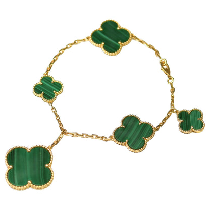[⭐moonlume]MAGIC CLOVER MALACHITE GOLD BRACELET 5 MOTIFS