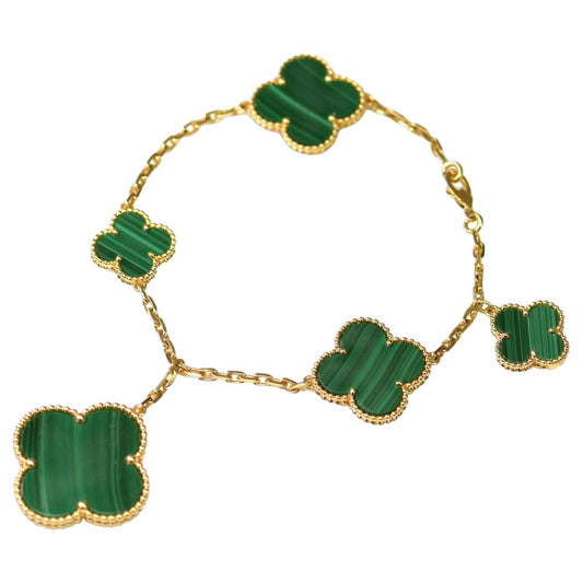 [⭐moonlume]MAGIC CLOVER MALACHITE GOLD BRACELET 5 MOTIFS