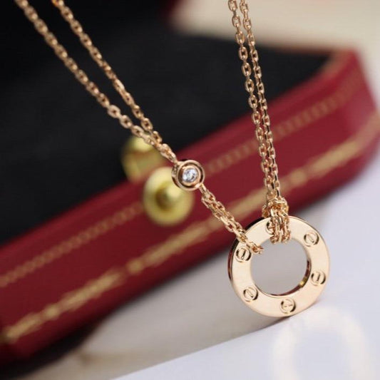 [⭐moonlume]LOVE NECKLACE ADJUSTABLE ROSE GOLD 2 DIAMOND