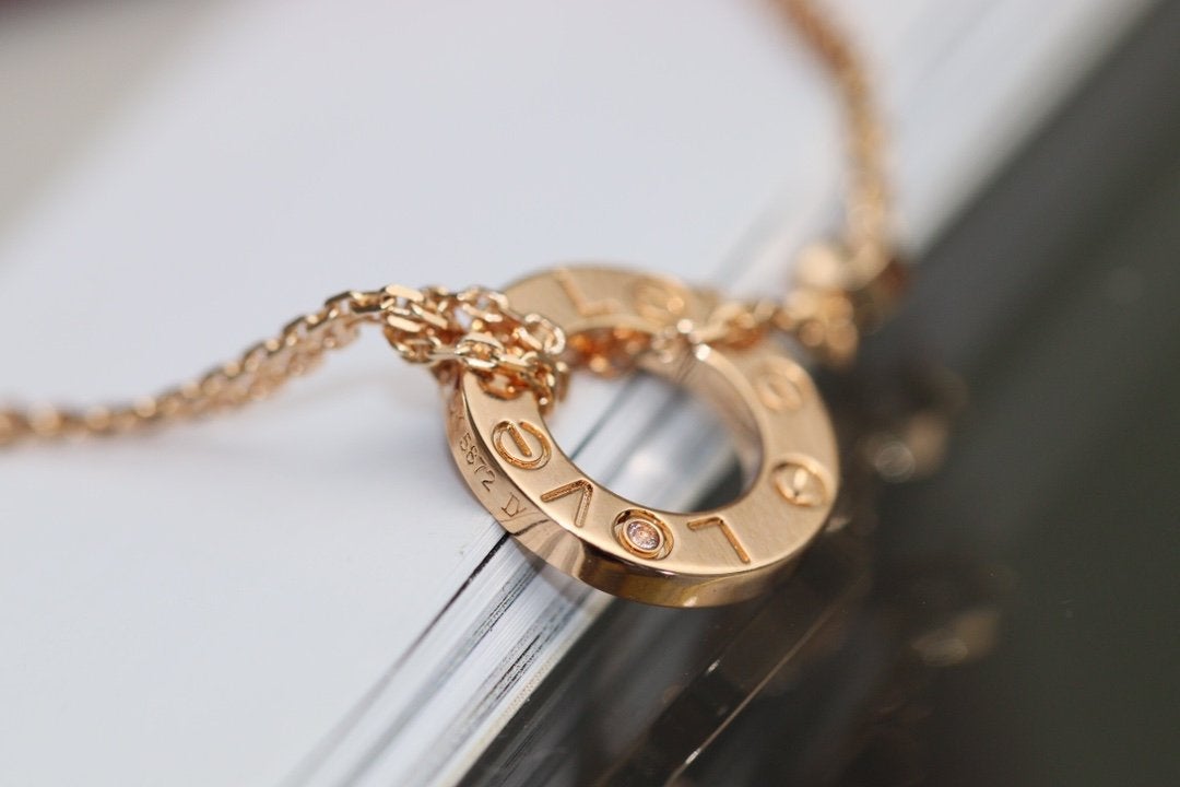 [⭐moonlume]LOVE NECKLACE ADJUSTABLE ROSE GOLD 2 DIAMOND