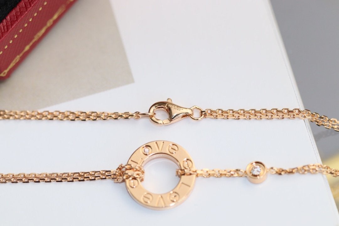 [⭐moonlume]LOVE NECKLACE ADJUSTABLE ROSE GOLD 2 DIAMOND