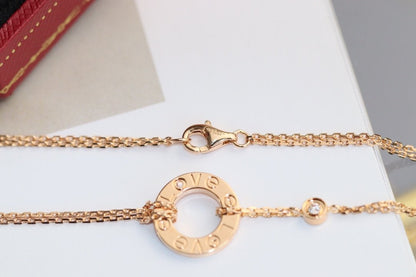 [⭐moonlume]LOVE NECKLACE ADJUSTABLE ROSE GOLD 2 DIAMOND
