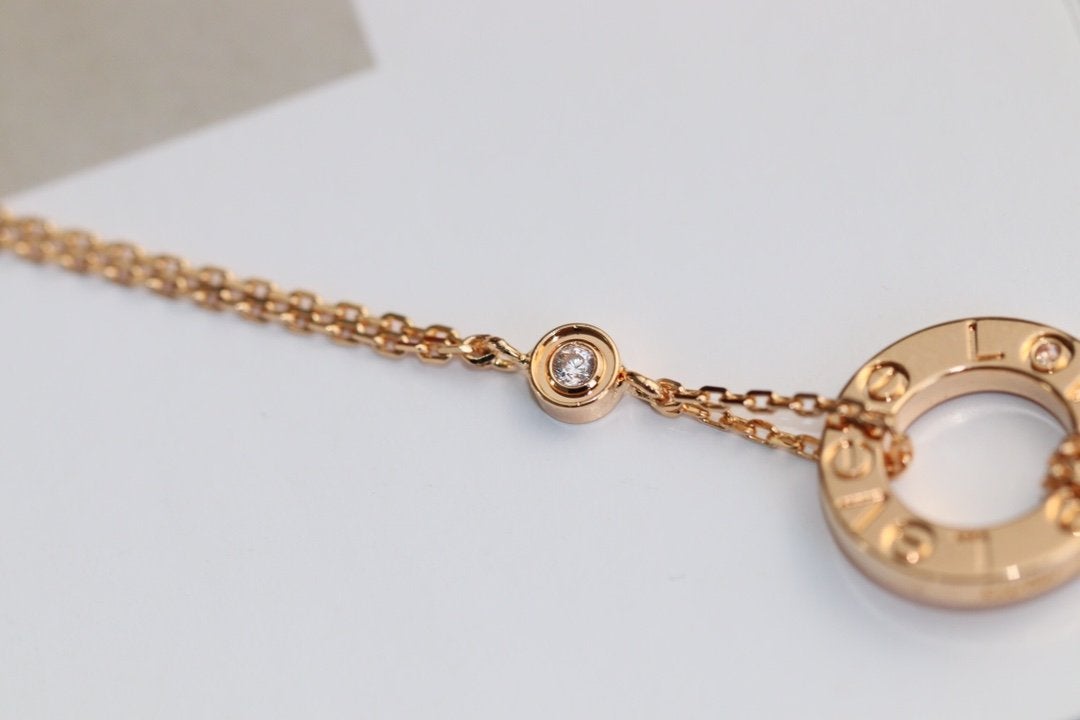 [⭐moonlume]LOVE NECKLACE ADJUSTABLE ROSE GOLD 2 DIAMOND