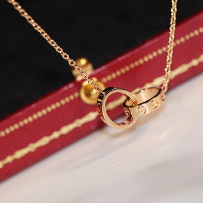 [⭐moonlume]LOVE NECKLACE PINK GOLD AND SILVER