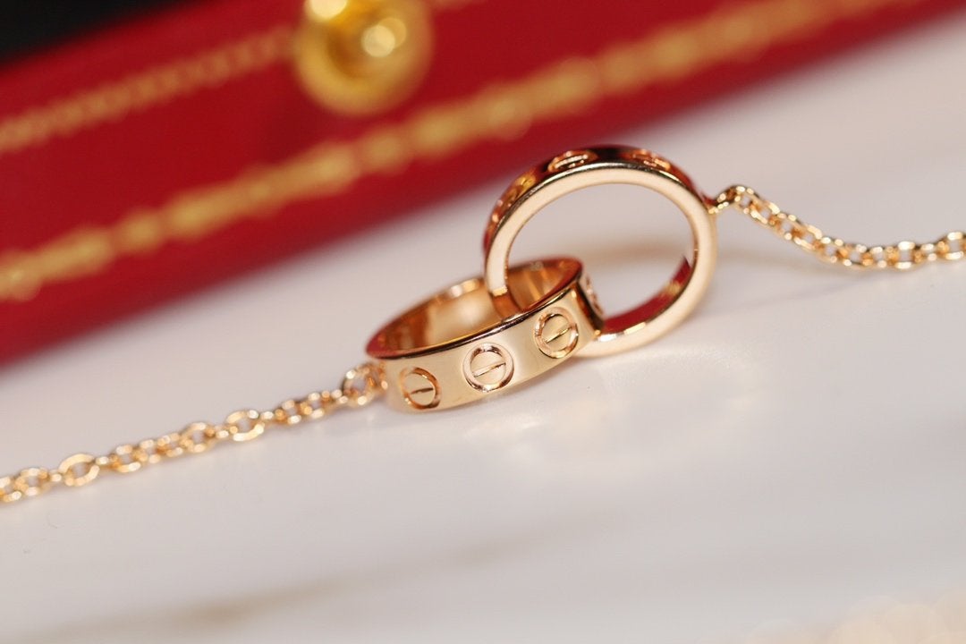 [⭐moonlume]LOVE NECKLACE PINK GOLD AND SILVER
