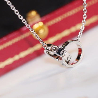[⭐moonlume]LOVE NECKLACE PINK GOLD AND SILVER
