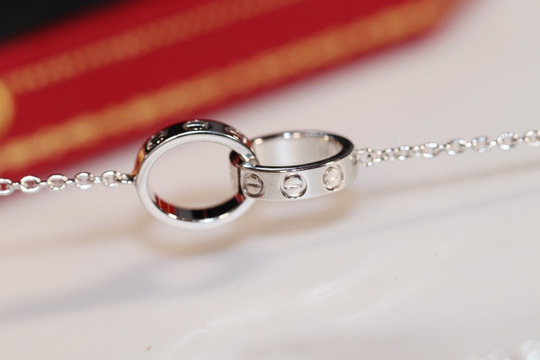 [⭐moonlume]LOVE NECKLACE PINK GOLD AND SILVER