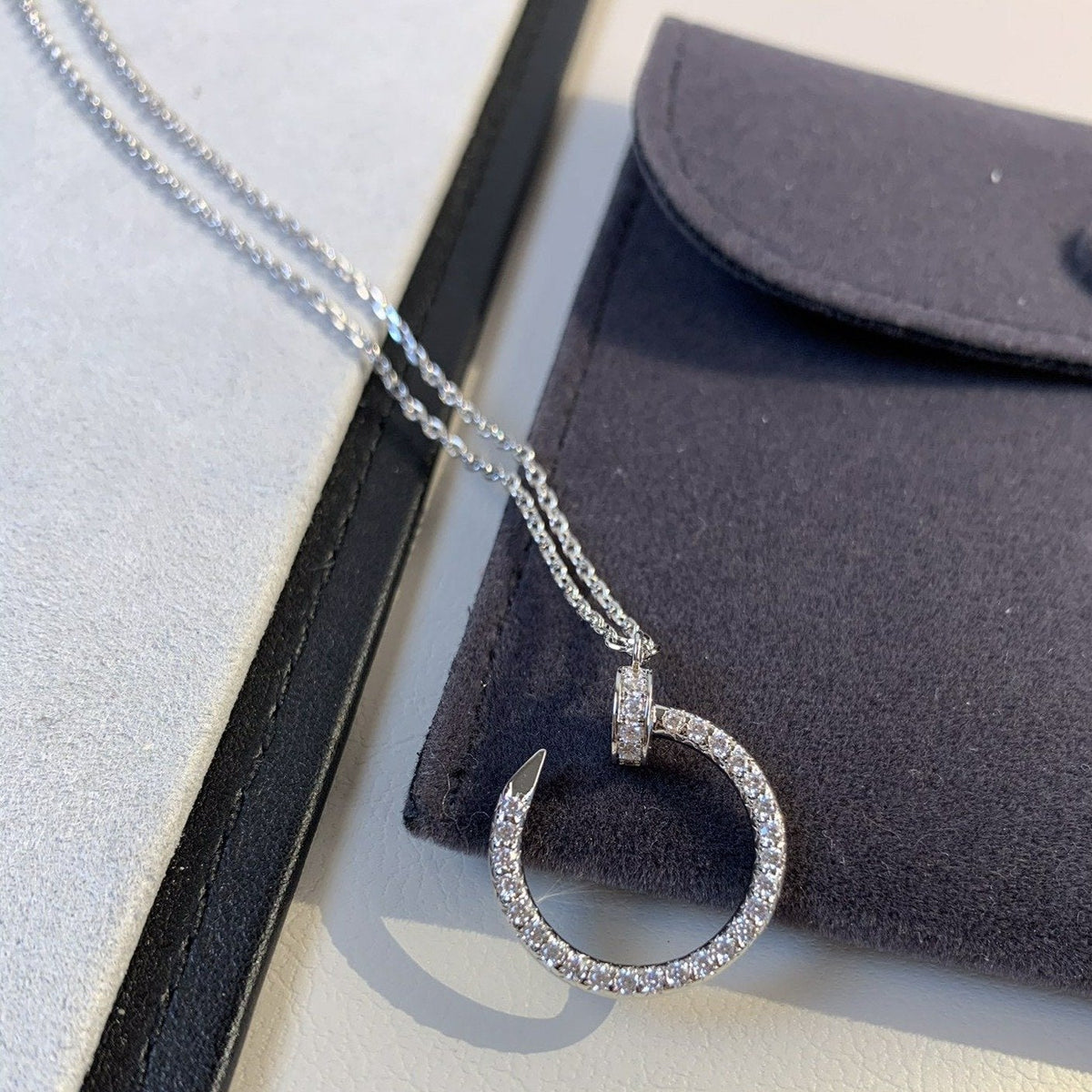 [⭐moonlume]JUSTE NECKLACE SILVER DIAMONDS