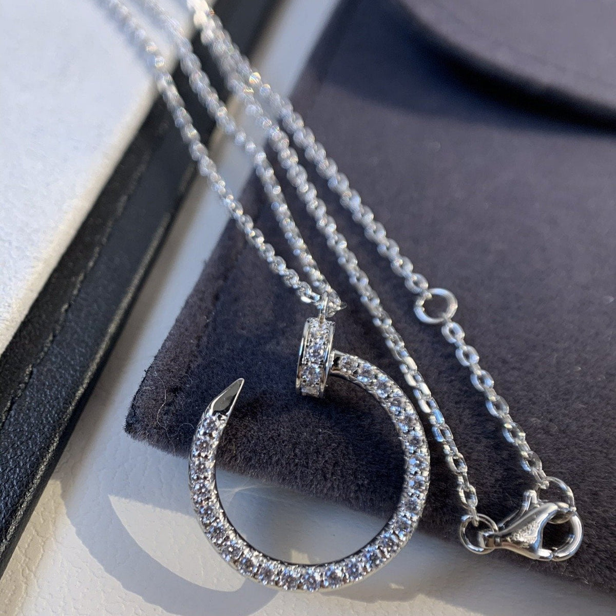 [⭐moonlume]JUSTE NECKLACE SILVER DIAMONDS