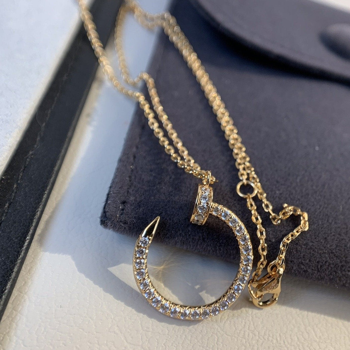 [⭐moonlume]JUSTE NECKLACE PINK GOLD DIAMONDS