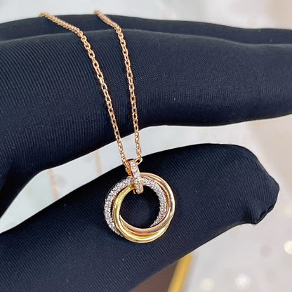 [⭐moonlume]TRINITY NECKLACE SILVER GOLD PINK GOLD DIAMONDS