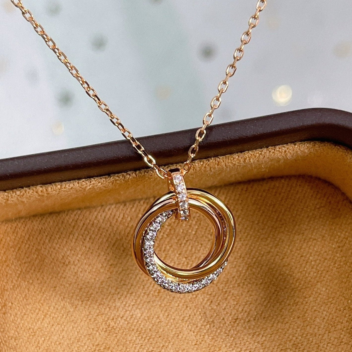 [⭐moonlume]TRINITY NECKLACE SILVER GOLD PINK GOLD DIAMONDS