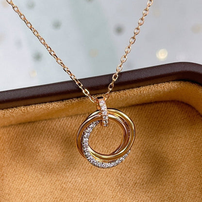 [⭐moonlume]TRINITY NECKLACE SILVER GOLD PINK GOLD DIAMONDS