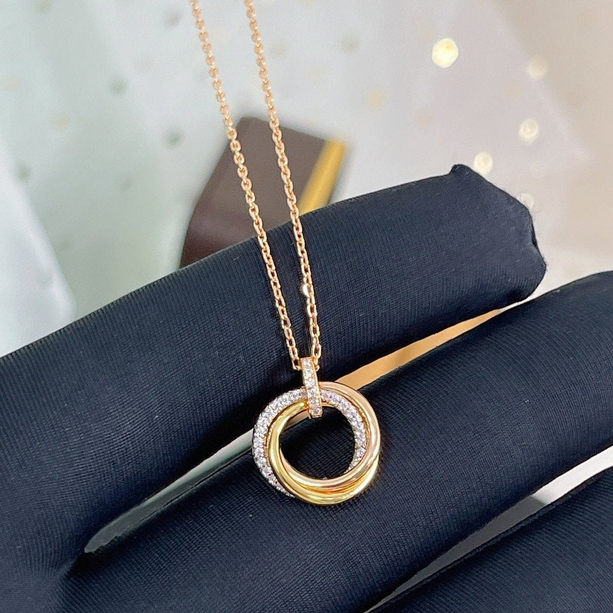 [⭐moonlume]TRINITY NECKLACE SILVER GOLD PINK GOLD DIAMONDS