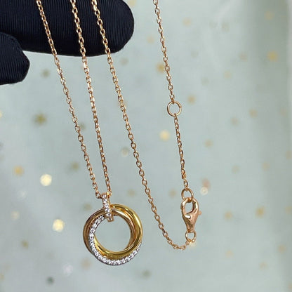 [⭐moonlume]TRINITY NECKLACE SILVER GOLD PINK GOLD DIAMONDS