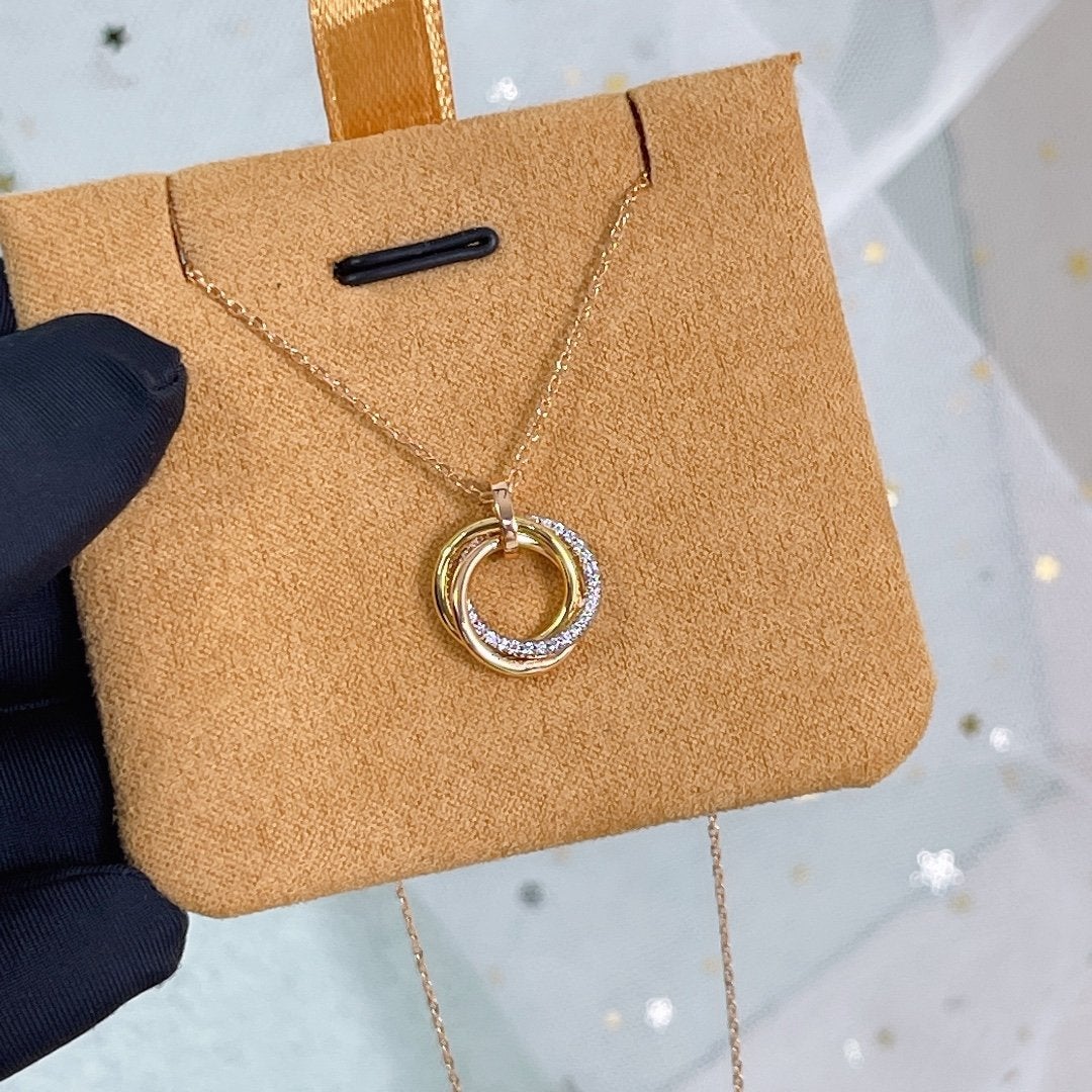 [⭐moonlume]TRINITY NECKLACE SILVER GOLD PINK GOLD DIAMONDS