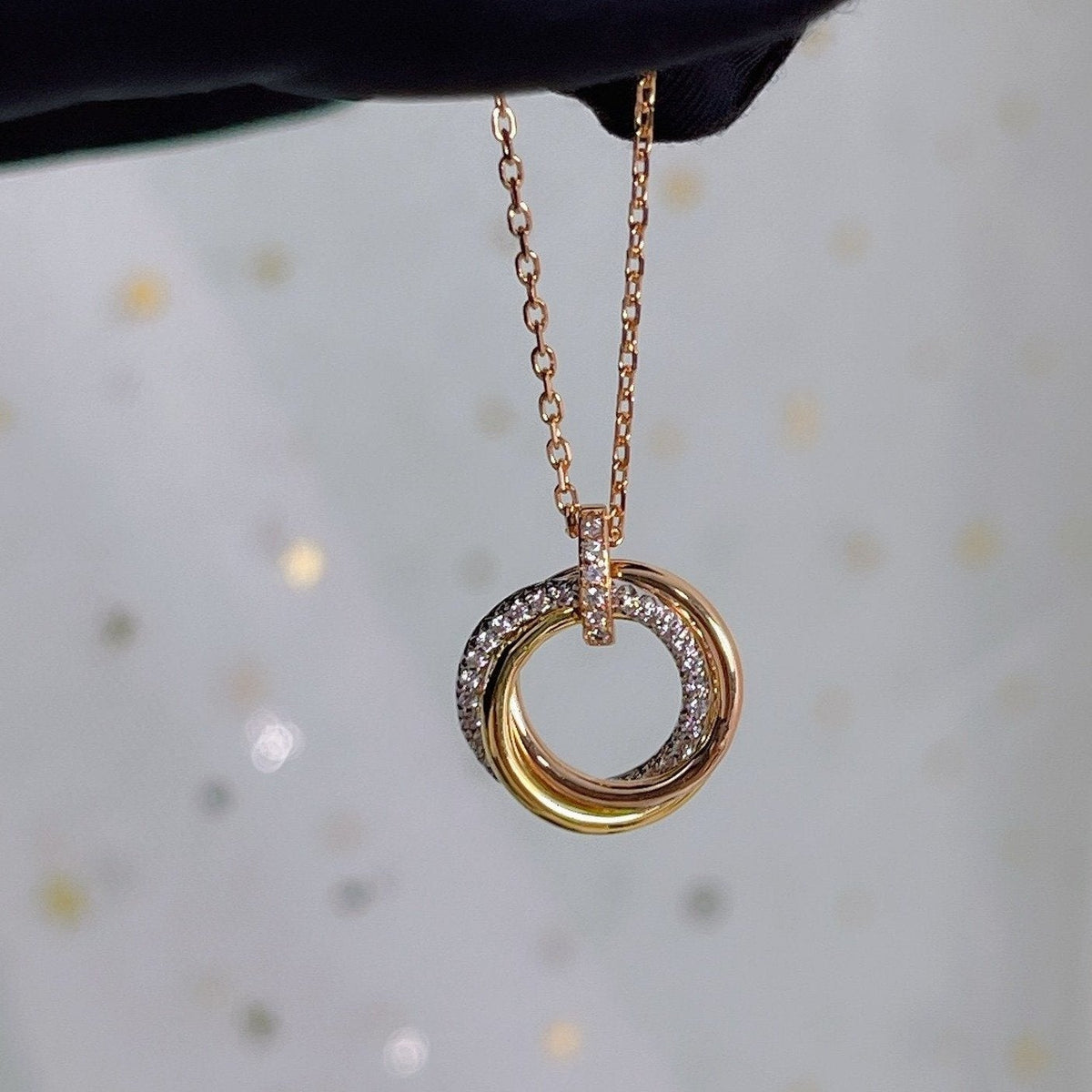 [⭐moonlume]TRINITY NECKLACE SILVER GOLD PINK GOLD DIAMONDS