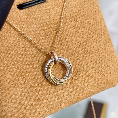 [⭐moonlume]TRINITY NECKLACE SILVER GOLD PINK GOLD DIAMONDS