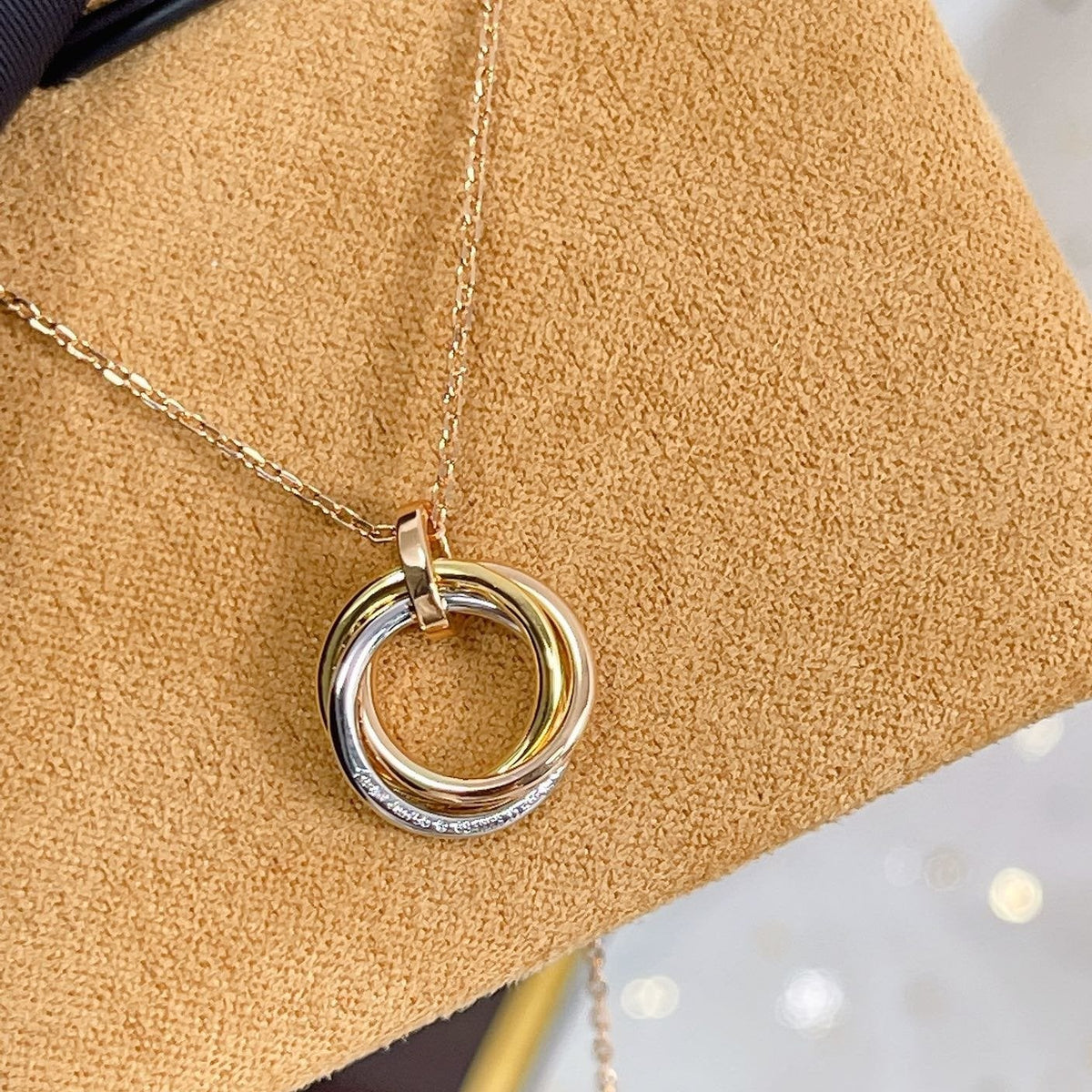 [⭐moonlume]TRINITY NECKLACE SILVER GOLD PINK GOLD DIAMONDS