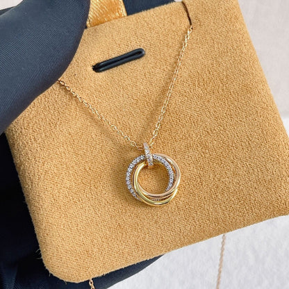 [⭐moonlume]TRINITY NECKLACE SILVER GOLD PINK GOLD DIAMONDS