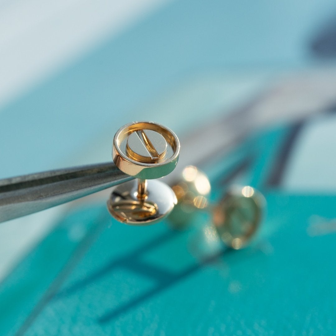 [⭐moonlume]LOVE EARRINGS PINK GOLD 10MM