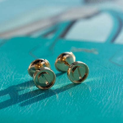 [⭐moonlume]LOVE EARRINGS PINK GOLD 10MM