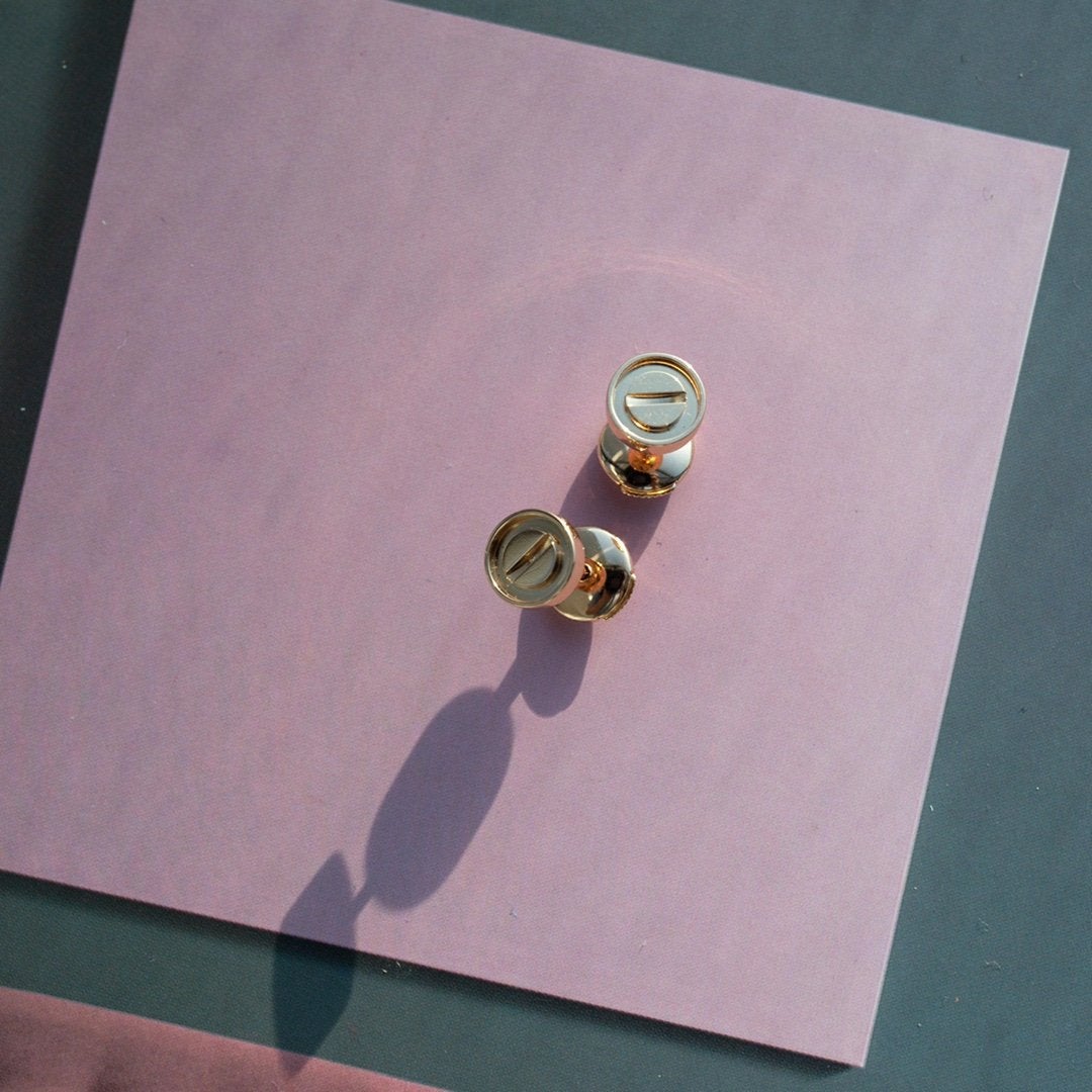 [⭐moonlume]LOVE EARRINGS PINK GOLD 10MM