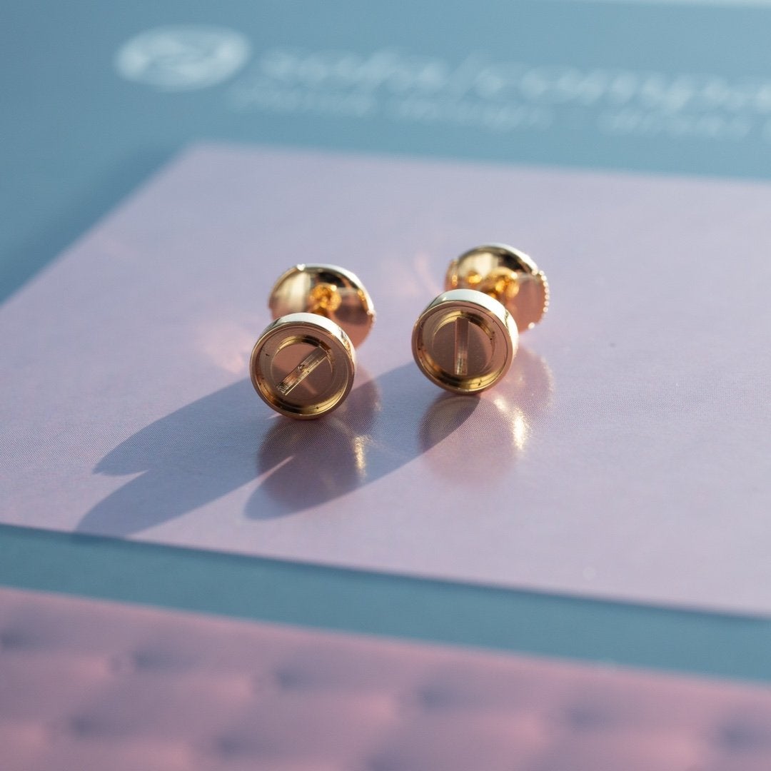 [⭐moonlume]LOVE EARRINGS PINK GOLD 10MM