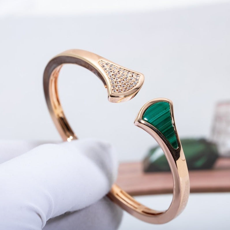[⭐moonlume]DREAM BRACELET OPEN MALACHITE PINK GOLD