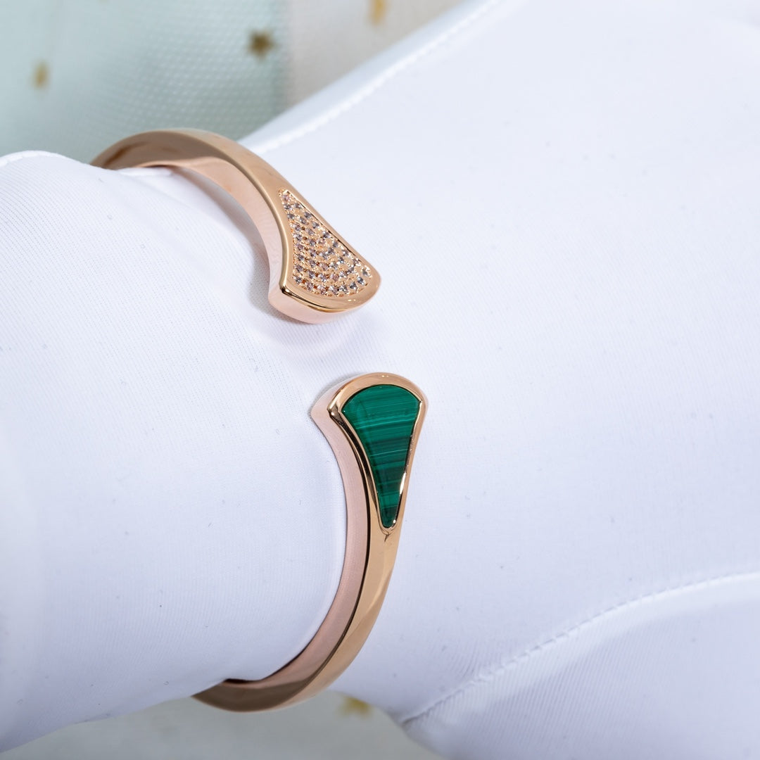 [⭐moonlume]DREAM BRACELET OPEN MALACHITE PINK GOLD